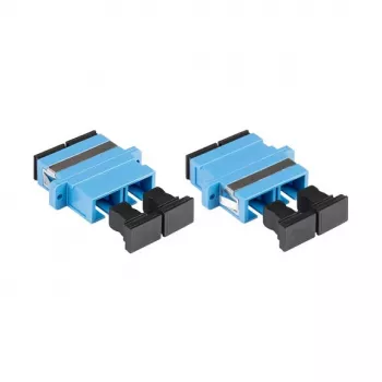 LWL duplex koppeling, SC (UPC) naar SC (UPC), OS2, singlemode, kunststof behuizing met flens, keramische huls, blauw, Good Connections® (LW-K206)