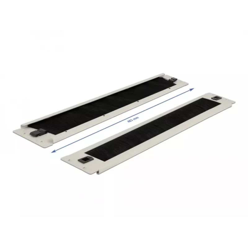Kabelmanagementpaneel DeLOCK 19 inch kabelmanagement borstelstrip gereedschapsloos 2U grijs