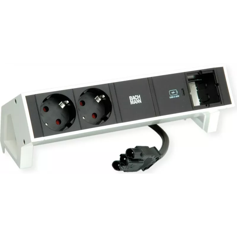 Bachmann 902.936 DESK2 stekkerdoos, wit (RAL9010), 2x Schuko, 1x USB-C 30 W