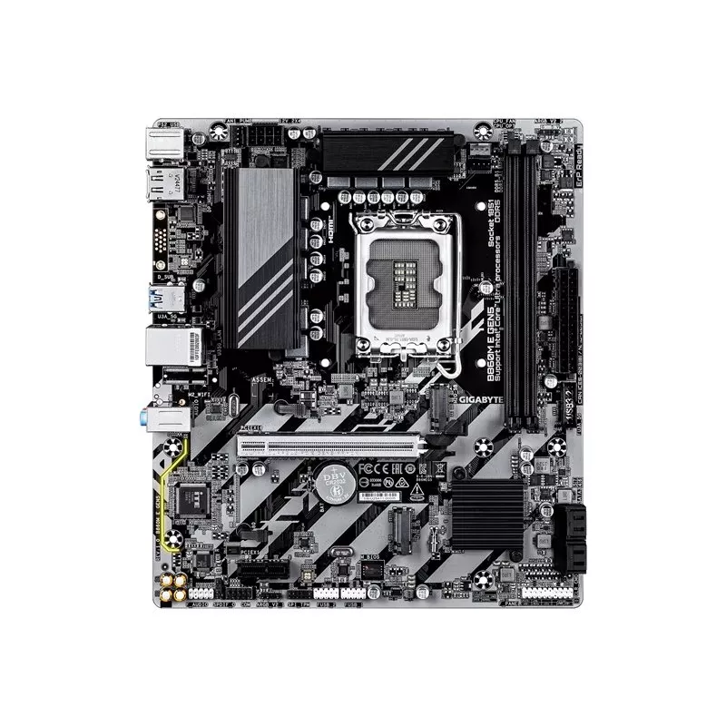 Moederbord GIGABYTE B860M E GEN5 LGA1851 voor Intel Core Ultra, DDR5 tot 8800 MHz (O.C.), 2x PCIe 4.0 M.2, 1GbE