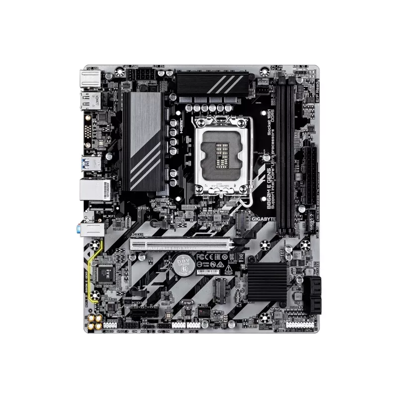 Moederbord GIGABYTE B860M E GEN5 LGA1851 voor Intel Core Ultra, DDR5 tot 8800 MHz (O.C.), 2x PCIe 4.0 M.2, 1GbE