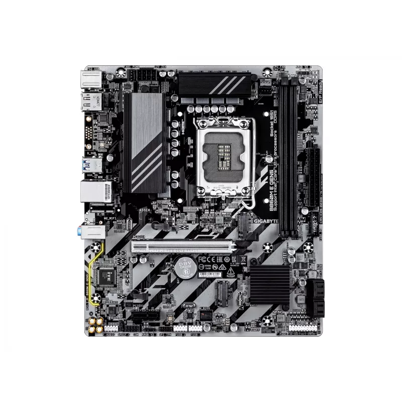 Moederbord GIGABYTE B860M E GEN5 LGA1851 voor Intel Core Ultra, DDR5 tot 8800 MHz (O.C.), 2x PCIe 4.0 M.2, 1GbE