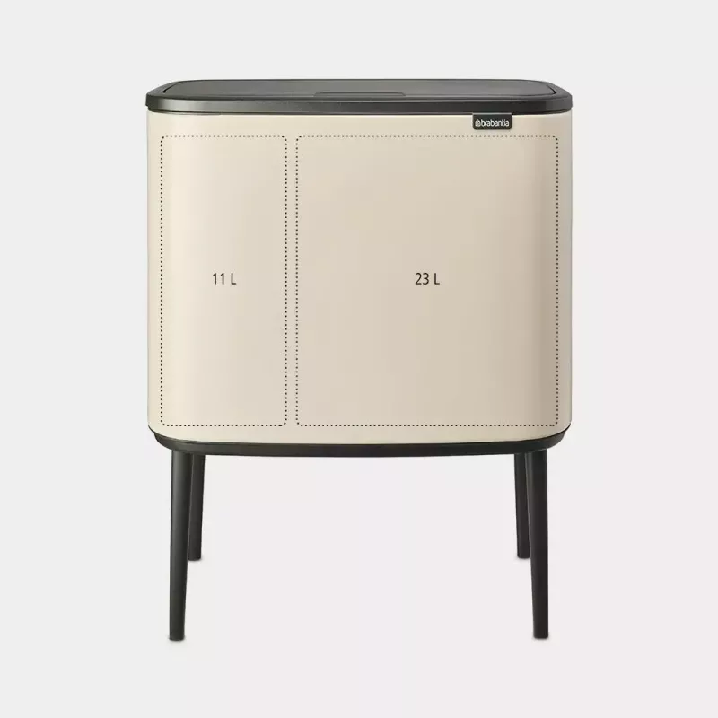 Brabantia Bo Touch Bin 34 L 2 vakken beige breedte 540 mm diepte 312 mm hoogte 680 mm