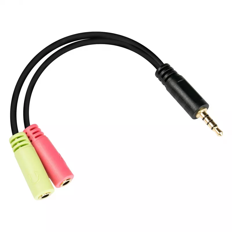 Good Connections headsetadapter, jack 3,5 mm stekker naar 2x jack 3,5 mm bus, OMTP, 0,2 m, zwart (AD-HS03)