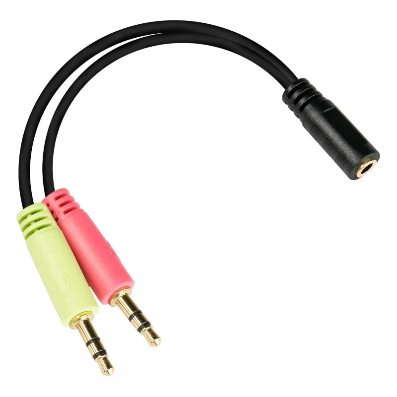 Good Connections headsetadapter, 2x jack 3,5 mm stekker naar jack 3,5 mm bus, OMTP, 0,2 m, zwart (AD-HS04)