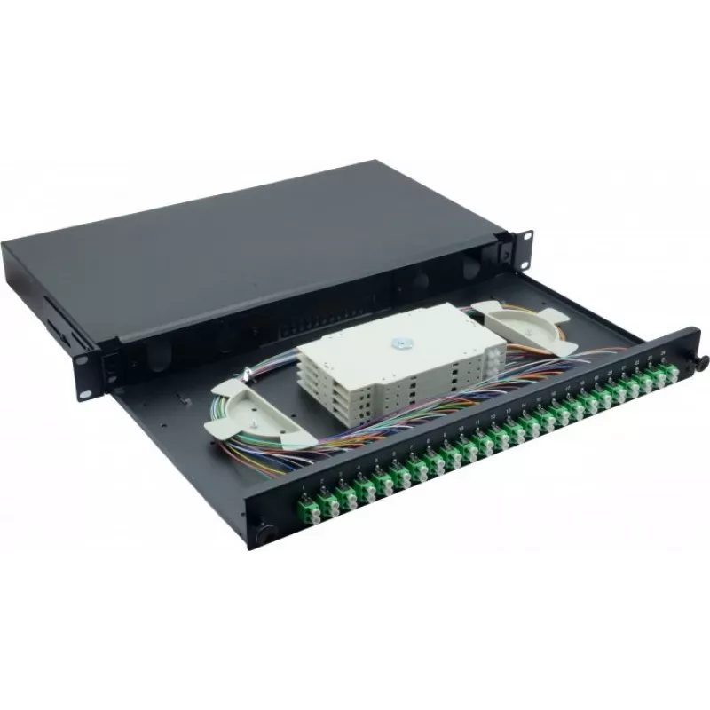 Helos 375555 19" glasvezel-lasbox, 24x LC/APC Duplex OS2, lasklaar, zwart
