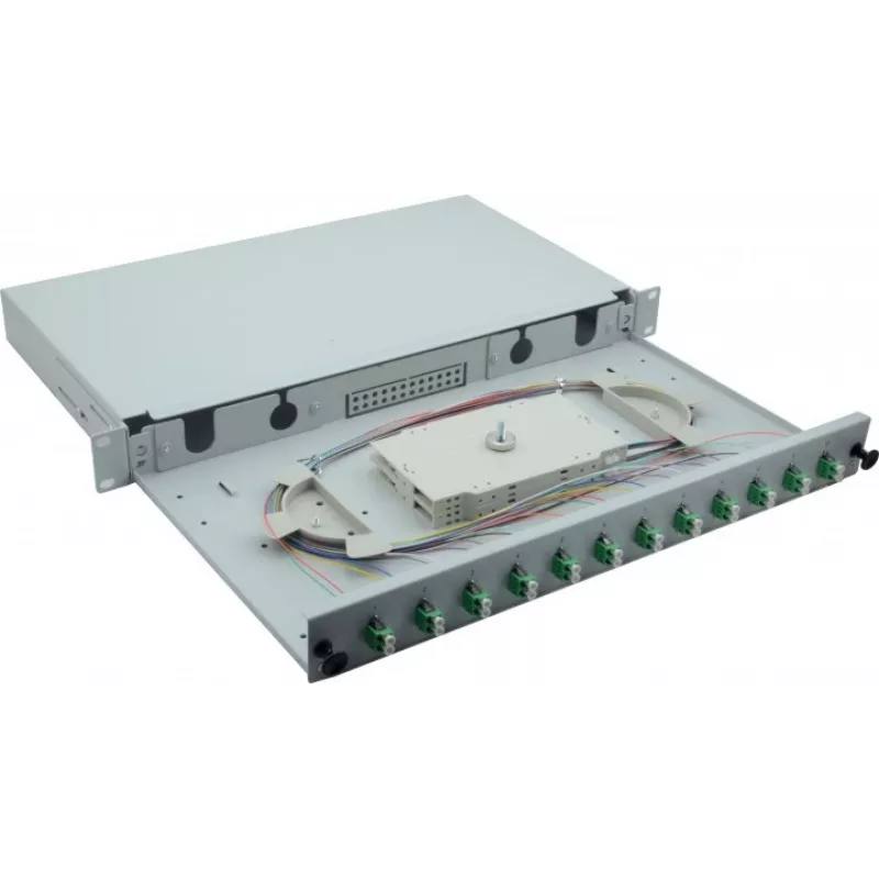 Helos 375552 19" glasvezel-lasbox, 12x LC/APC Duplex OS2, lasklaar, grijs