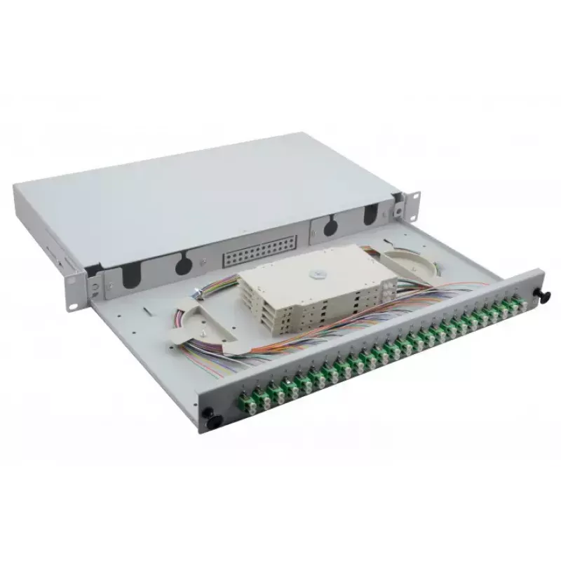 Helos 375554 19" glasvezel-lasbox, 24x LC/APC Duplex OS2, lasklaar, grijs