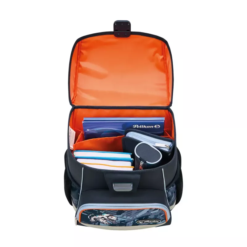 Schooltassenset HERLITZ Loop Plus TechMech voor jongens — polyester, bestaande uit schooltas, sporttas, etui, pennenzak