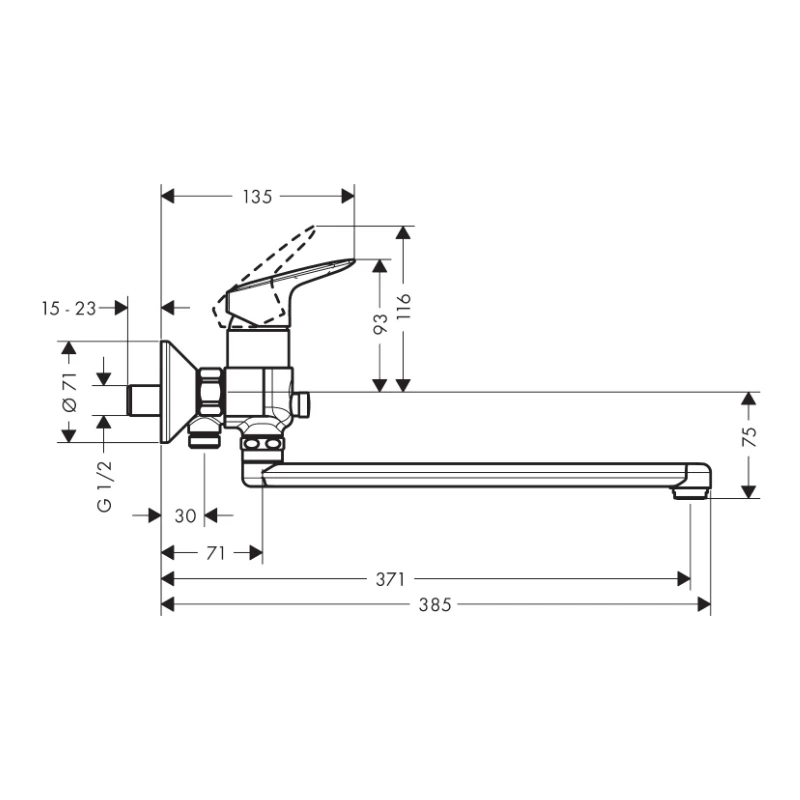 Hansgrohe Logis eenhendel-badkraan met lange uitloop 71402000