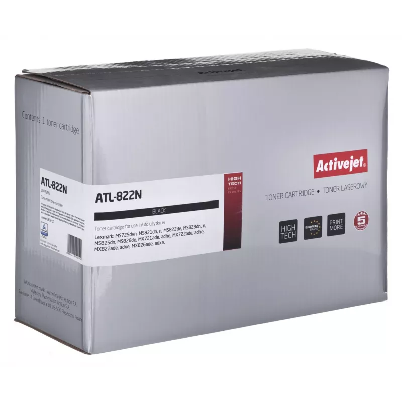 Tonercartridge ActiveJet ATL-822N voor Lexmark (vervanging 58D2H00), zwart, 15000 pagina's, 1 stuk
