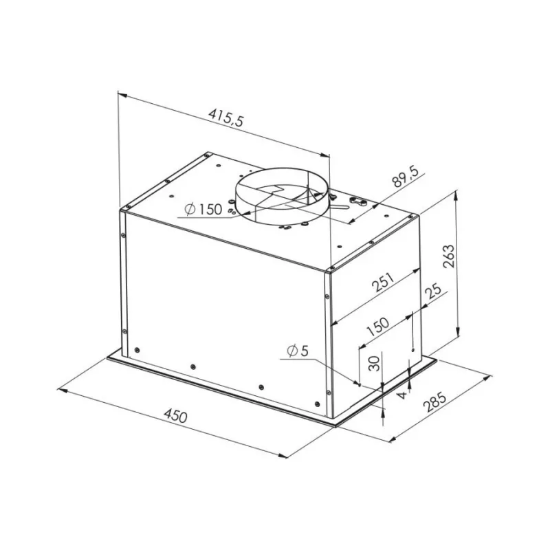 MPM MPM-45-OW-06/W inbouwafzuigkap — 450 mm, 645 m³/h, 3 snelheden, aluminium vetfilter, wit