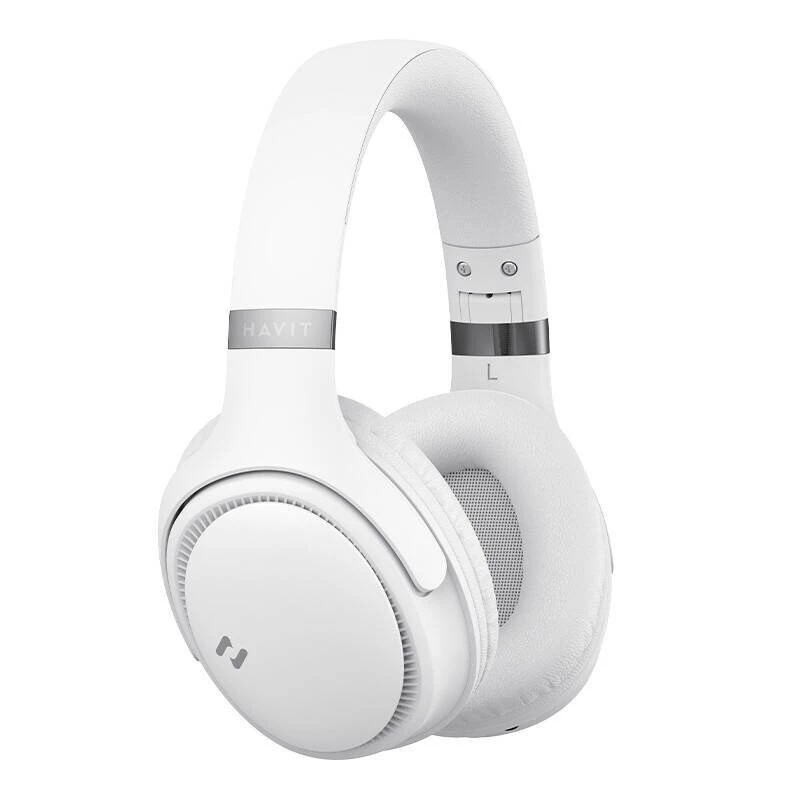 Draadloze bluetooth-hoofdtelefoon HAVIT H630BT — on-ear, bluetooth, ingebouwde microfoon, wit