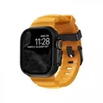 NOMAD Rocky Point Band – armband voor Apple Watch 46 mm/49 mm met FKM en titanium (Sol, zwarte beslag)