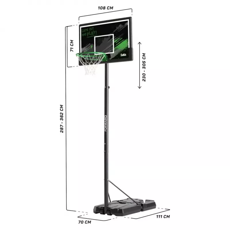 Basketbalkorf Salta Forward model 5132 voor rugwand 110 x (287–362) x 175 cm