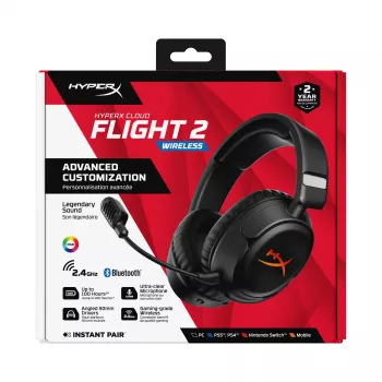 Draadloze gaming-headset HyperX Cloud Flight 2 — omsluitend, zwart