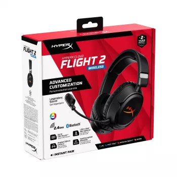 Draadloze gaming-headset HyperX Cloud Flight 2 — omsluitend, zwart