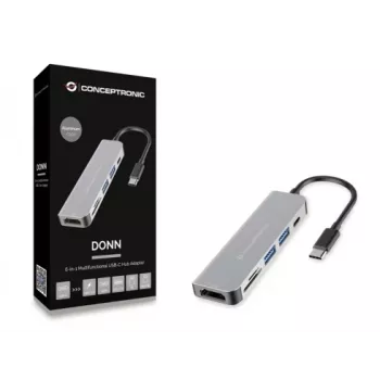 Conceptronic DONN02G laptop-dockingstation/poortreplicator USB 3.2 Gen 1 (3.1 Gen 1) Type-C aluminium