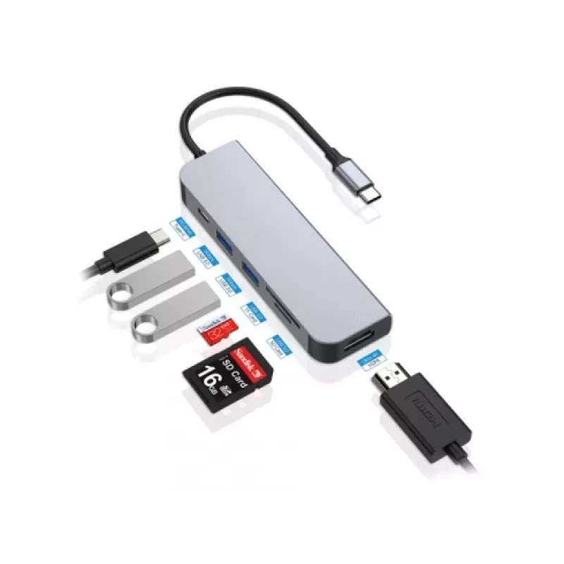 Conceptronic DONN02G laptop-dockingstation/poortreplicator USB 3.2 Gen 1 (3.1 Gen 1) Type-C aluminium