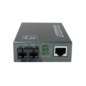 LevelOne RJ45 naar SC gigabit-mediaconverter, PoE PSE, singlemode vezel, 20km