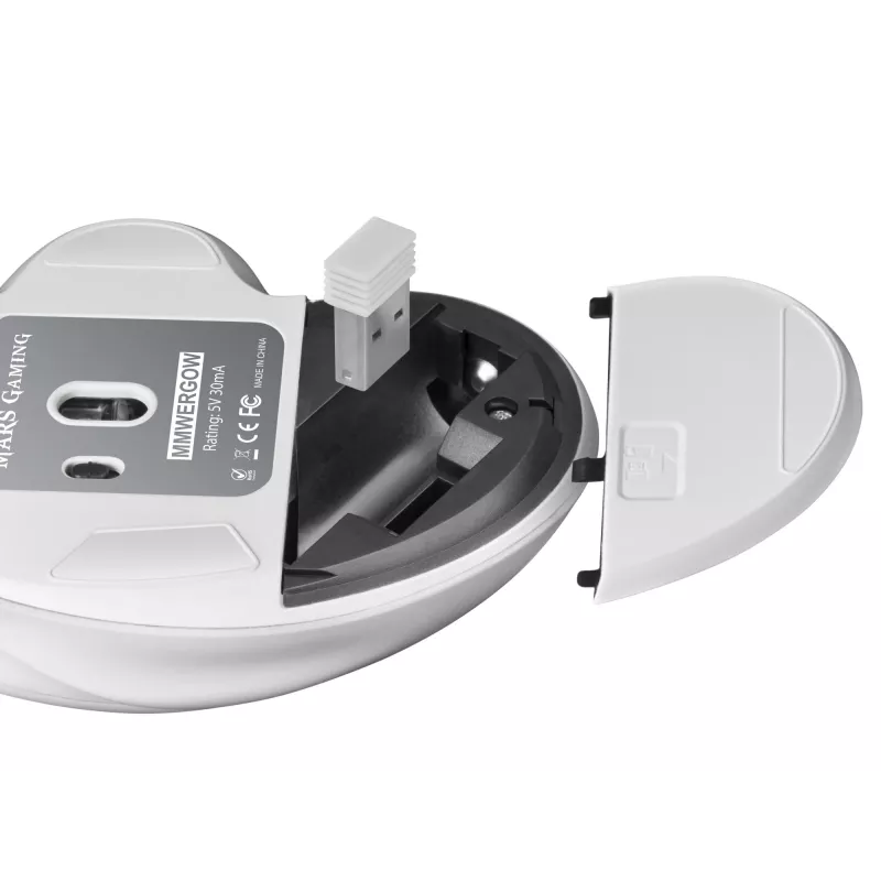 Mars Gaming MMWERGO draadloze muis ergonomisch wit, rechtshandig, mechanisch, RF draadloos, 3200 DPI, wit