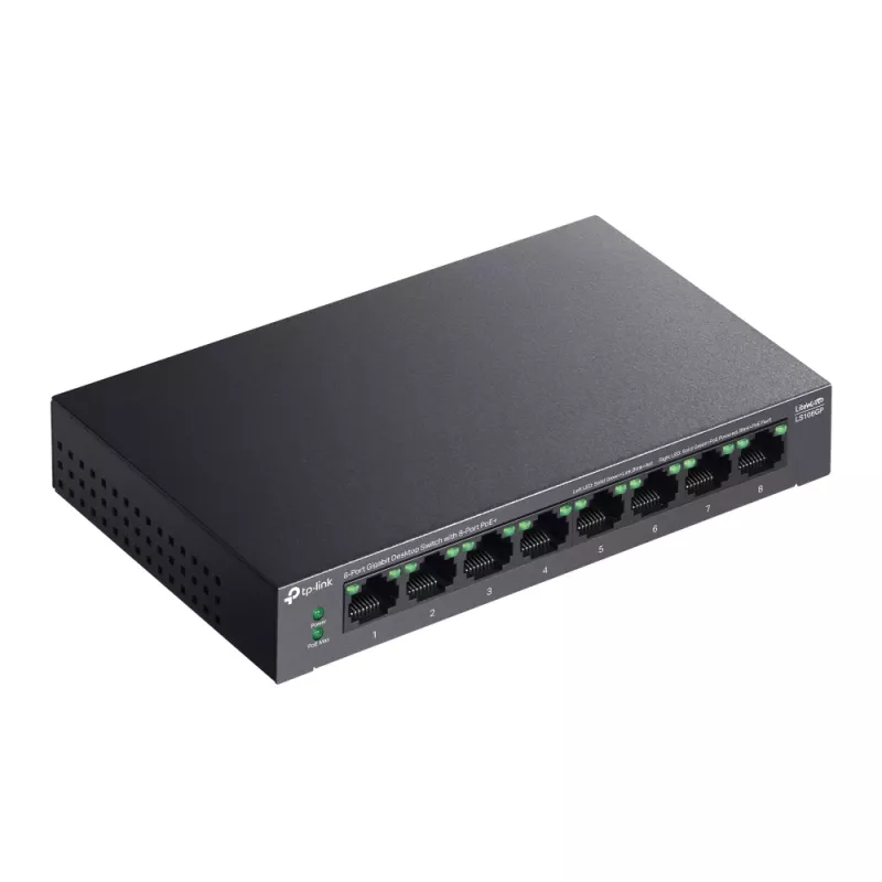 TP-Link LiteWave 8-poorts Gigabit desktop-switch met 8-poorts PoE+