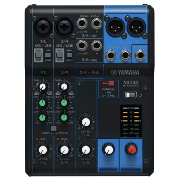 Yamaha MG06 audiomixer 6 kanalen zwart