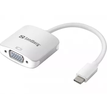 Sandberg USB-C naar VGA Link, USB Type-C, VGA (D-Sub), stekker, bus, 1920 x 1080 (HD 1080), 2048 x 1152, 1080p