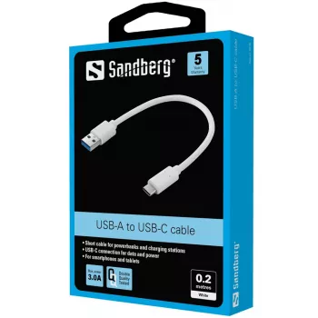 Sandberg USB-C 3.1 > USB-A 3.0 0,2 M, 0,2 m, USB C, USB A, USB 3.2 Gen 1 (3.1 Gen 1), wit