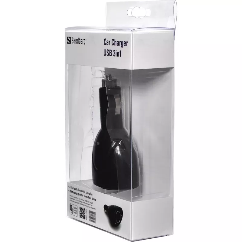 Sandberg auto-oplader USB 3in1, auto, sigarettenaansteker, 5 V, zwart