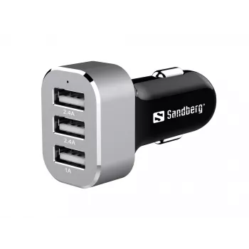 Sandberg Multi Car Charger 3xUSB, auto, sigarettenaansteker, USB, 5 V, zwart, zilver