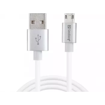 Sandberg MicroUSB omkeerbare kabel 1m, 1 m, USB A, Micro-USB A, zilver, wit