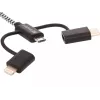 Sandberg 3in1 Lightning+MicroUSB+USB-C 1m, 1 m, Micro-USB A, USB A, stekker/stekker, zwart, grijs