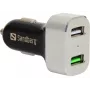 Sandberg autolader 1xQC 3.0+1xUSB2.4A, auto, sigarettenaansteker, 12 V, aluminium, zwart