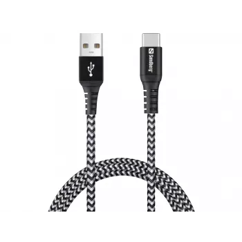 Sandberg Survivor USB-C—USB-A-kabel 1 m, 1 m, USB A, USB C, USB 2.0, zwart, grijs