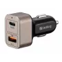 Sandberg autolader 1xQC3.0+1xUSBC 24W, auto, sigarettenaansteker, 12 V, zwart, grijs