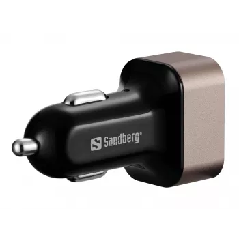 Sandberg autolader 1xQC3.0+1xUSBC 24W, auto, sigarettenaansteker, 12 V, zwart, grijs