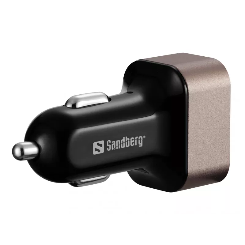 Sandberg autolader 1xQC3.0+1xUSBC 24W, auto, sigarettenaansteker, 12 V, zwart, grijs