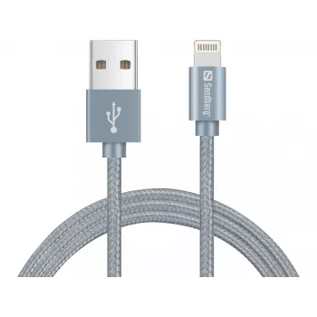 Sandberg Excellence Lightning grijs 1m, 1 m, Lightning, USB A, grijs, recht, recht