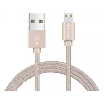 Sandberg Excellence Lightning goud 1m, 1 m, Lightning, USB A, goud, recht, recht