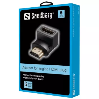 Sandberg HDMI 2.0 haakse adapterstekker, HDMI, HDMI, zwart