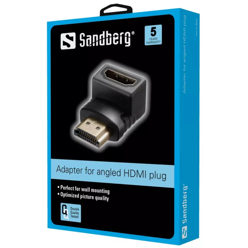 Sandberg HDMI 2.0 haakse adapterstekker, HDMI, HDMI, zwart