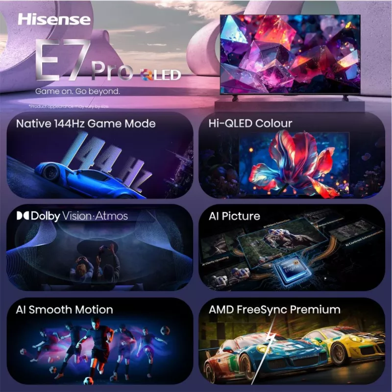 Hisense 85E7S PRO tv 2,16 m (85 inch) UHD+ smart-tv Wi-Fi zwart 400 cd/m²
