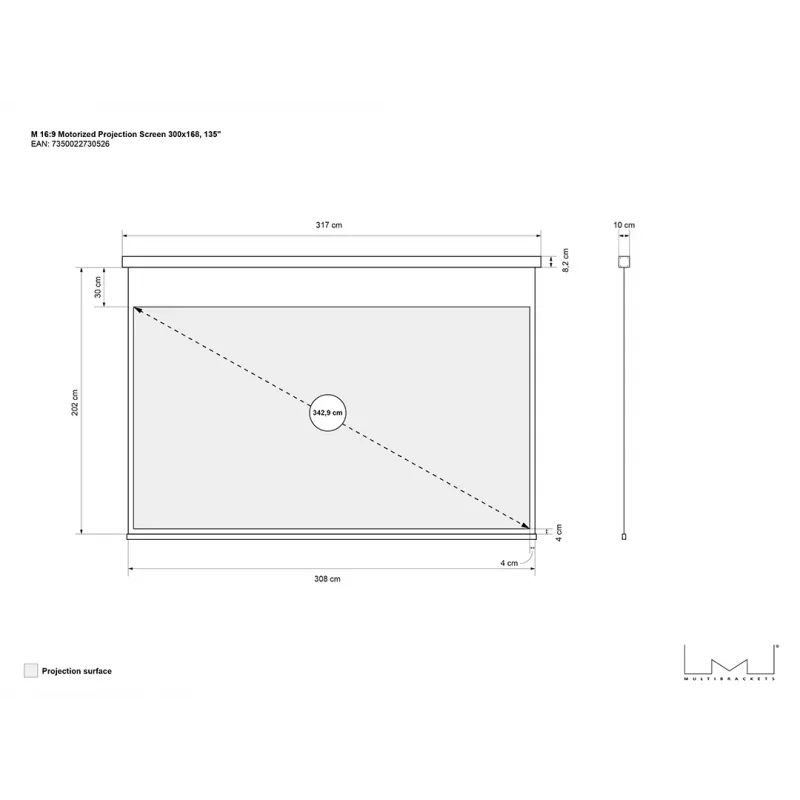 Gemotoriseerd projectiescherm MULTIBRACKETS M 16:9 135 inch (300x168) matwit