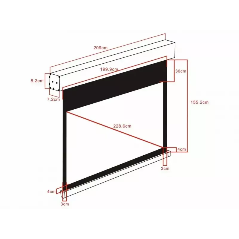 Gemotoriseerd projectiescherm MULTIBRACKETS M 16:10 90 inch (zichtbaar 193,9×121,2 cm) matwit, zwart/wit