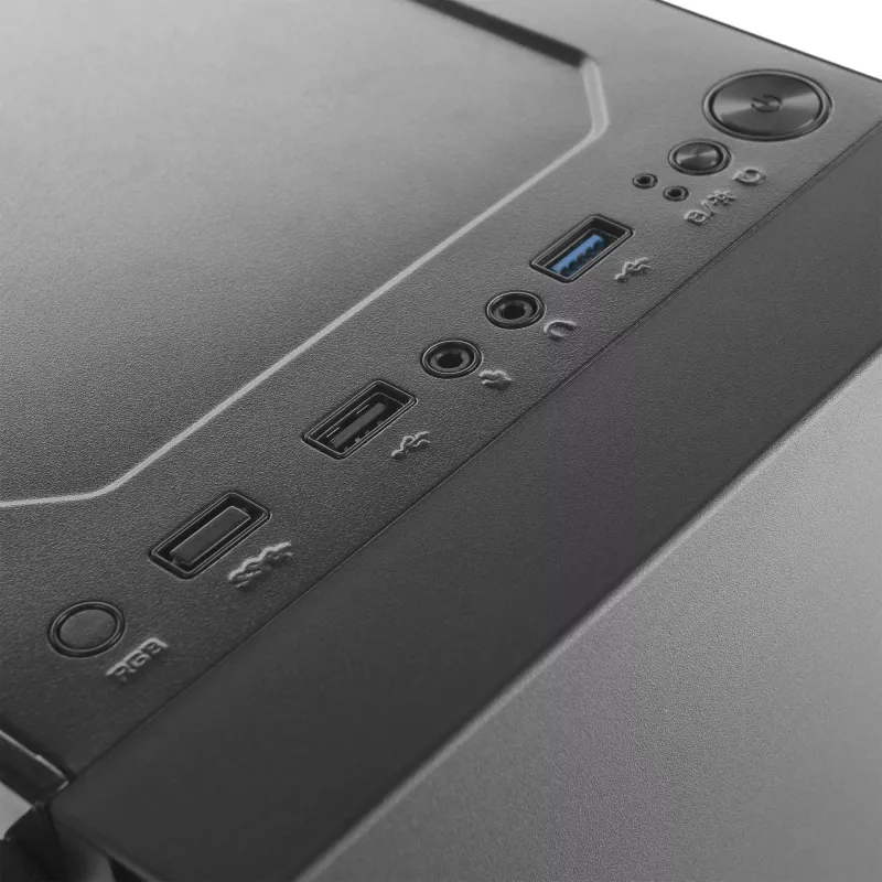 Mars Gaming MCN2 ATX gaming-pc-behuizing met volledig zijvenster, grille, tweekamerontwerp, achterste 12cm-ventilator, zwart