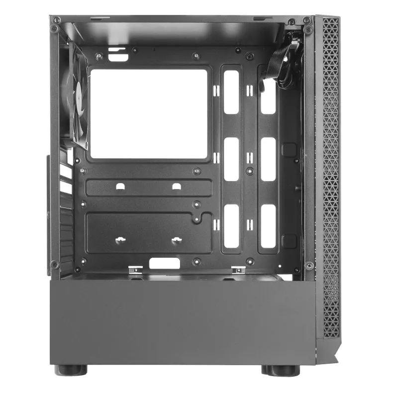 Mars Gaming MCN2 ATX gaming-pc-behuizing met volledig zijvenster, grille, tweekamerontwerp, achterste 12cm-ventilator, zwart
