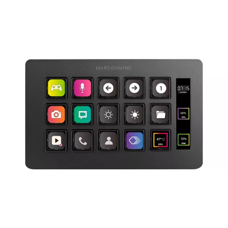 Mars Gaming Control Deck slank MSD-ONE, zwart, 15 toetsen, touch, 132 mm, 81 mm, 61 mm