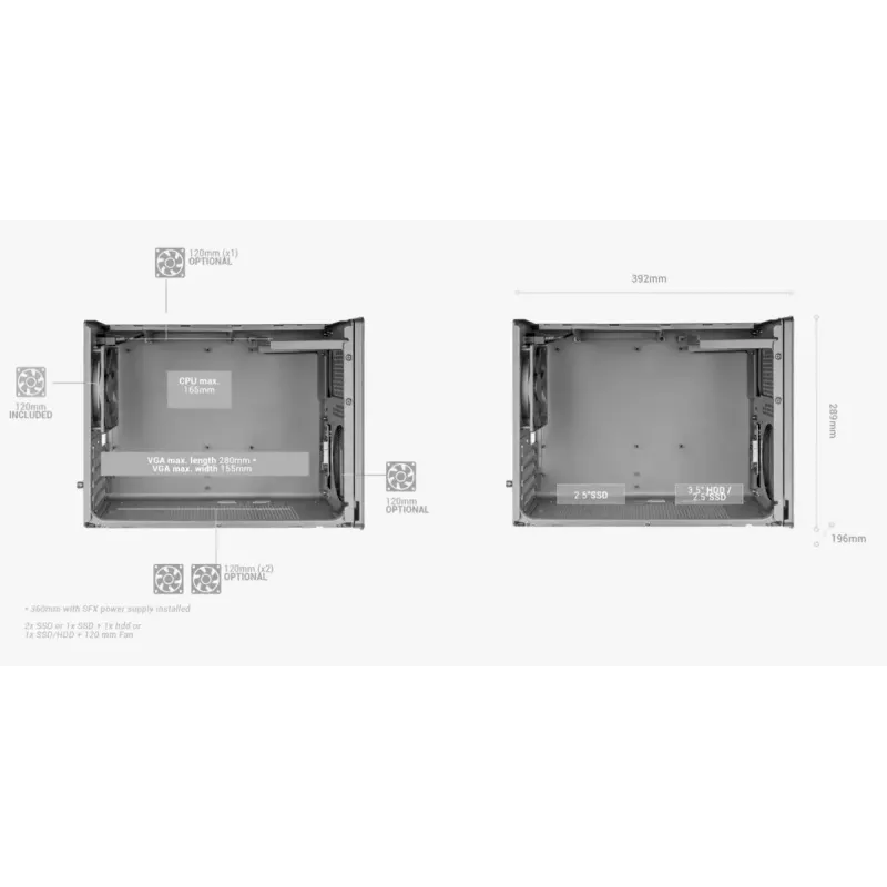 Computerbehuizing Mars Gaming MCXPS mATX ultra-compact zwart