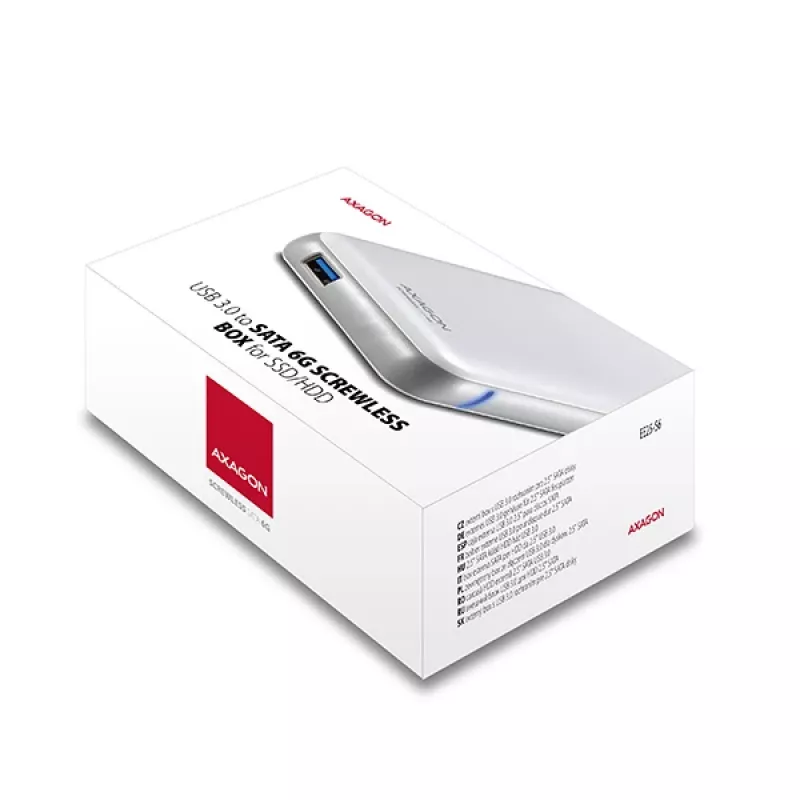 AXAGON EE25-S6 - HDD / SSD-behuizing - 2.5 inch - SATA - Serial ATA II - Serial ATA III - 5 Gbit/s - USB-connectiviteit - wit